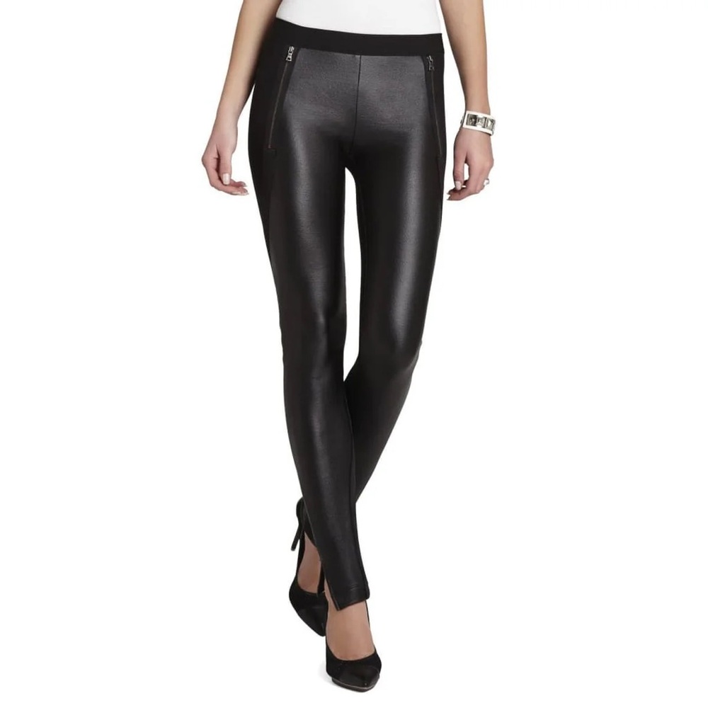 BCBGMAXAZARIA Black Pleather Slade Leggings Size XS